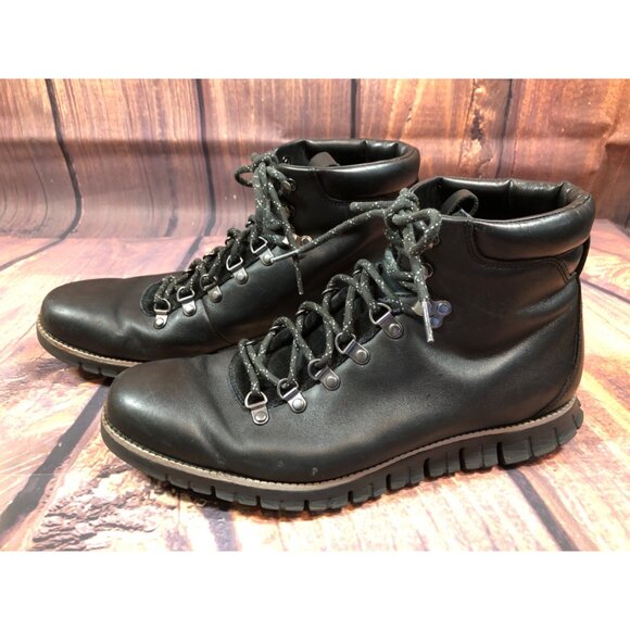 Cole Haan Zerogrand C26254 Black Water Resistant Leather Boots Mens 11 M (t8i) - Picture 1 of 10